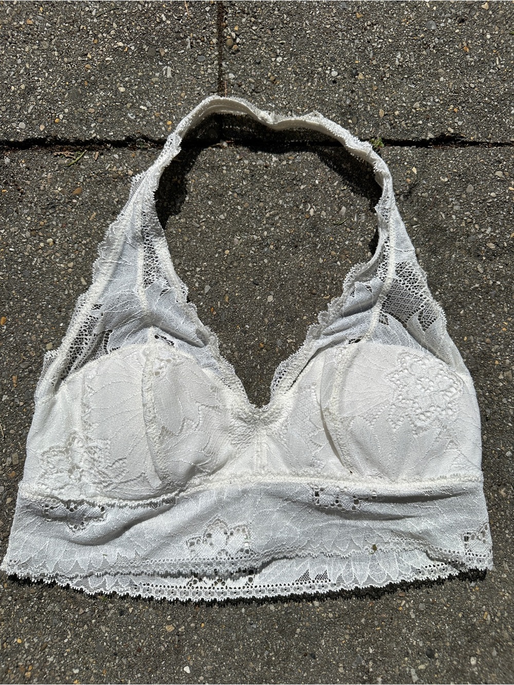 Aerie White Lace Padded Halter Bralette - Size Small